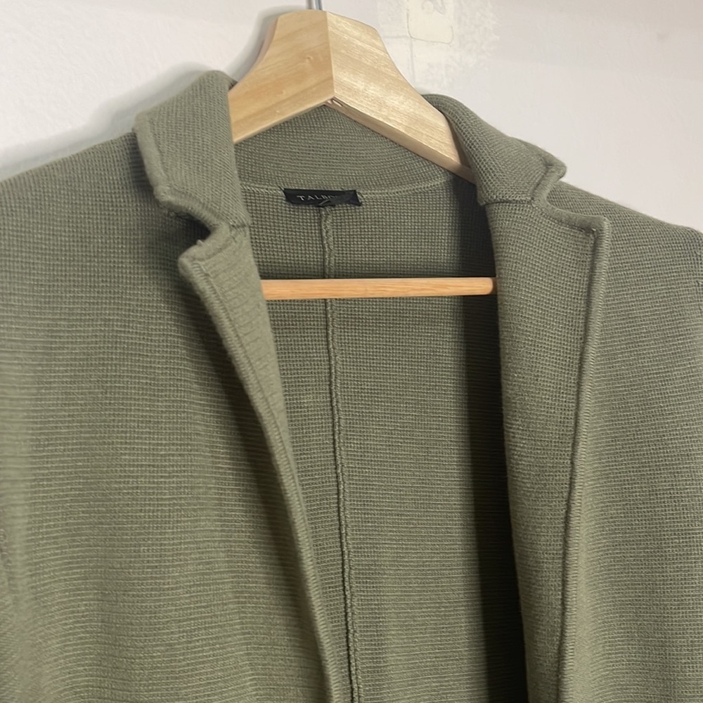 Talbots Olive Collared Sweater Jacket Blazer Card… - image 4